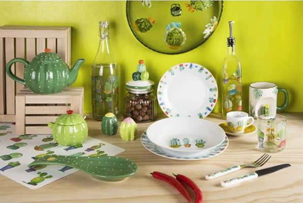 Cactus Dinner Set 18 Pcs Porcelain Plates Dishwasher Microwave Safe