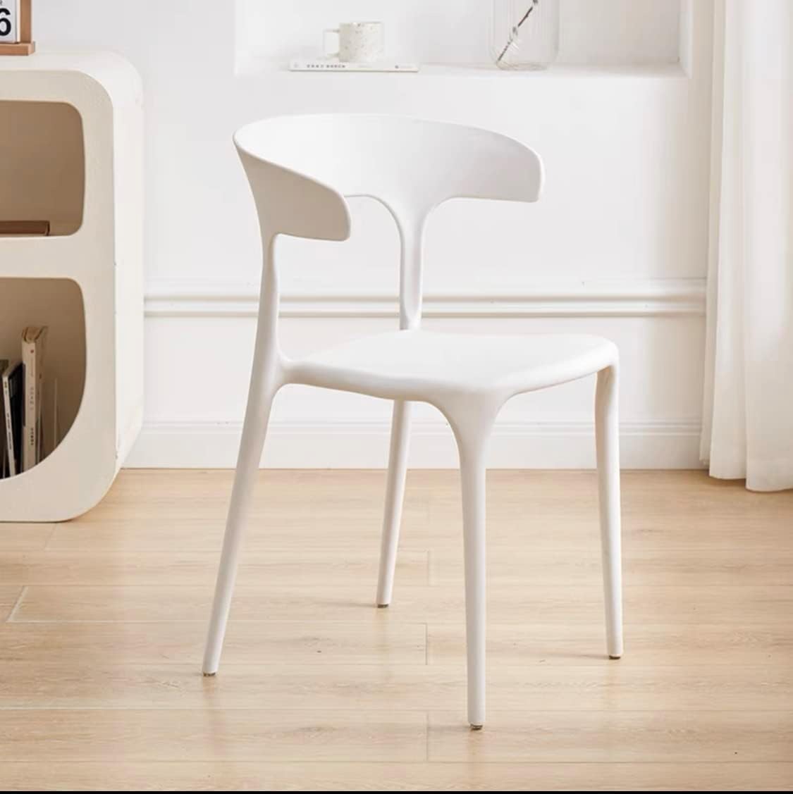 Fiber Dining Chair Modern Curved Back Plastic Seating for Home or Office
