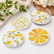 Set of 4 Round Coasters “Lemon” – 10 cm