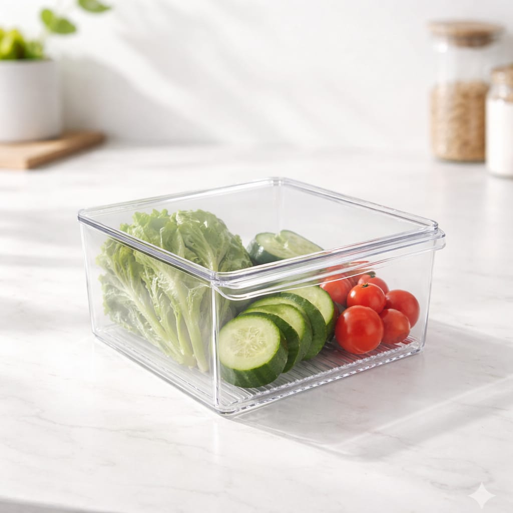 Clear Multipurpose Storage Organizer with Lid Stackable Plastic