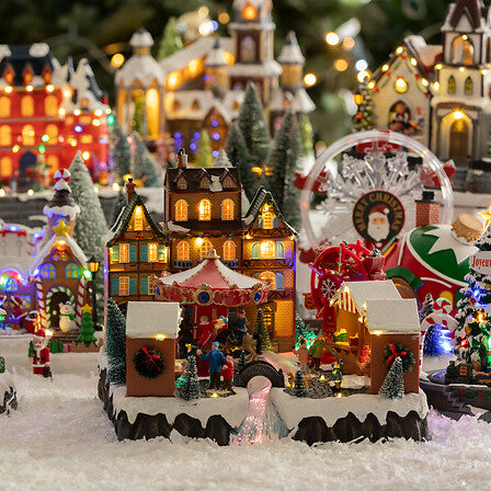 Lighted Christmas Market Village with Musical Movement 56 LED