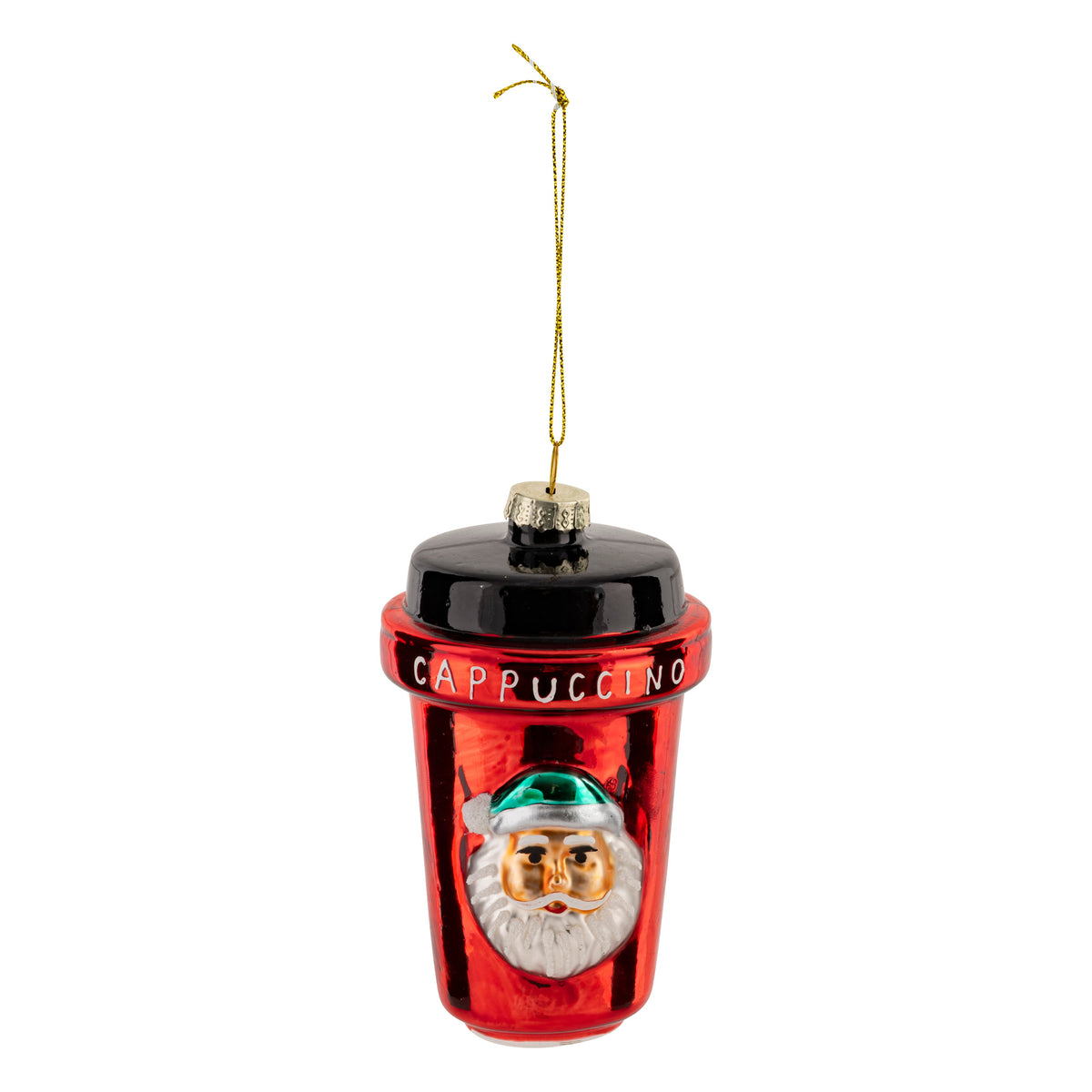 Glass Cappuccino Santa, 11 cm Tall, Red – Glass Christmas Ornament