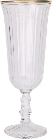 Champagne Flute 120 ml Transparent Stripe Glass with Gold Rim
