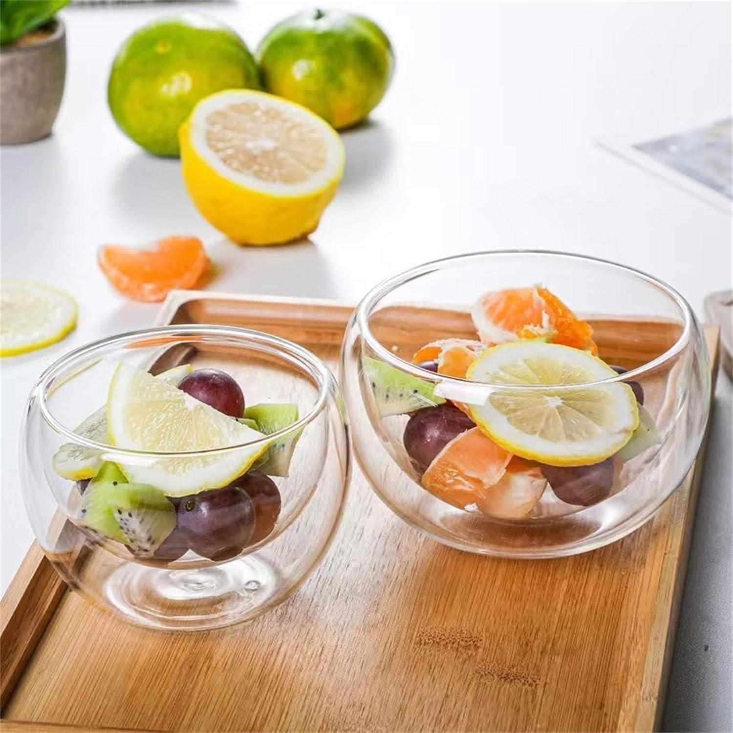 Double Glass Bowl Heat-Resistant Kitchen Serving Bowl Set