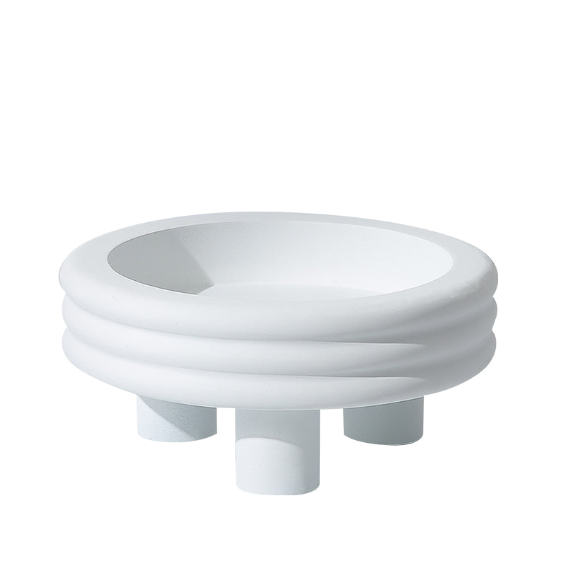 Circle Plate High White with Elegant Curves Resin Decorative Bowl