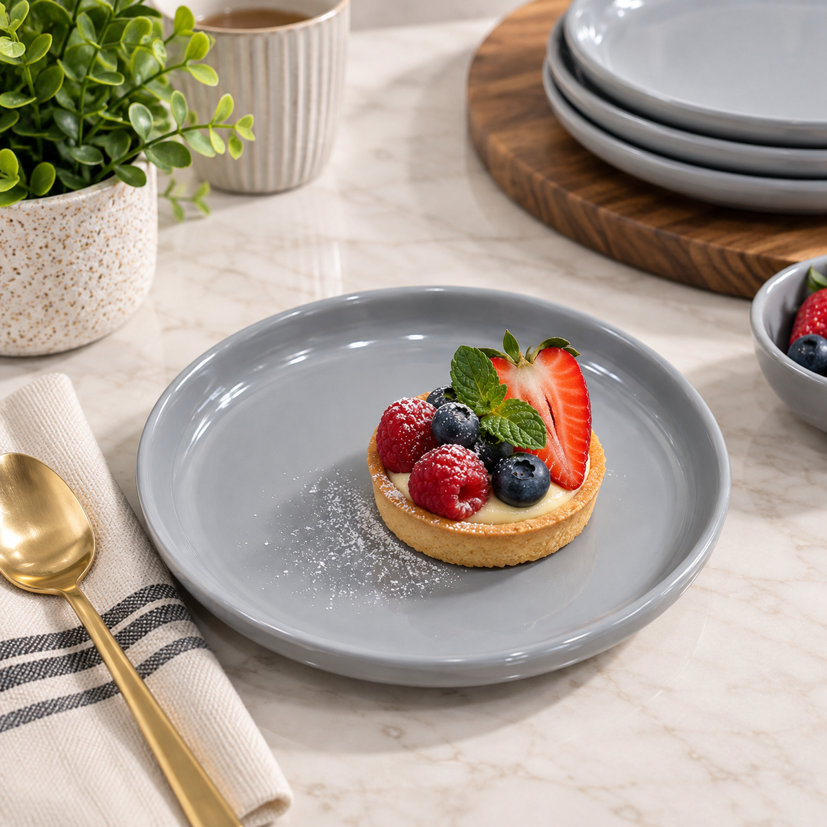Grey Dessert Plate – 20.5 cm