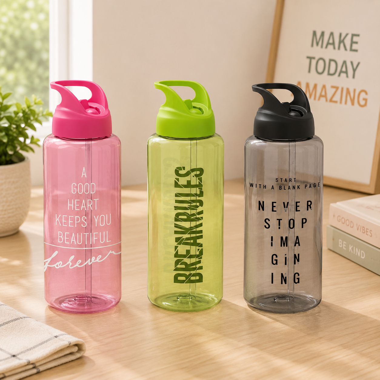 Moly Colored Decorated Tritan Water Bottle