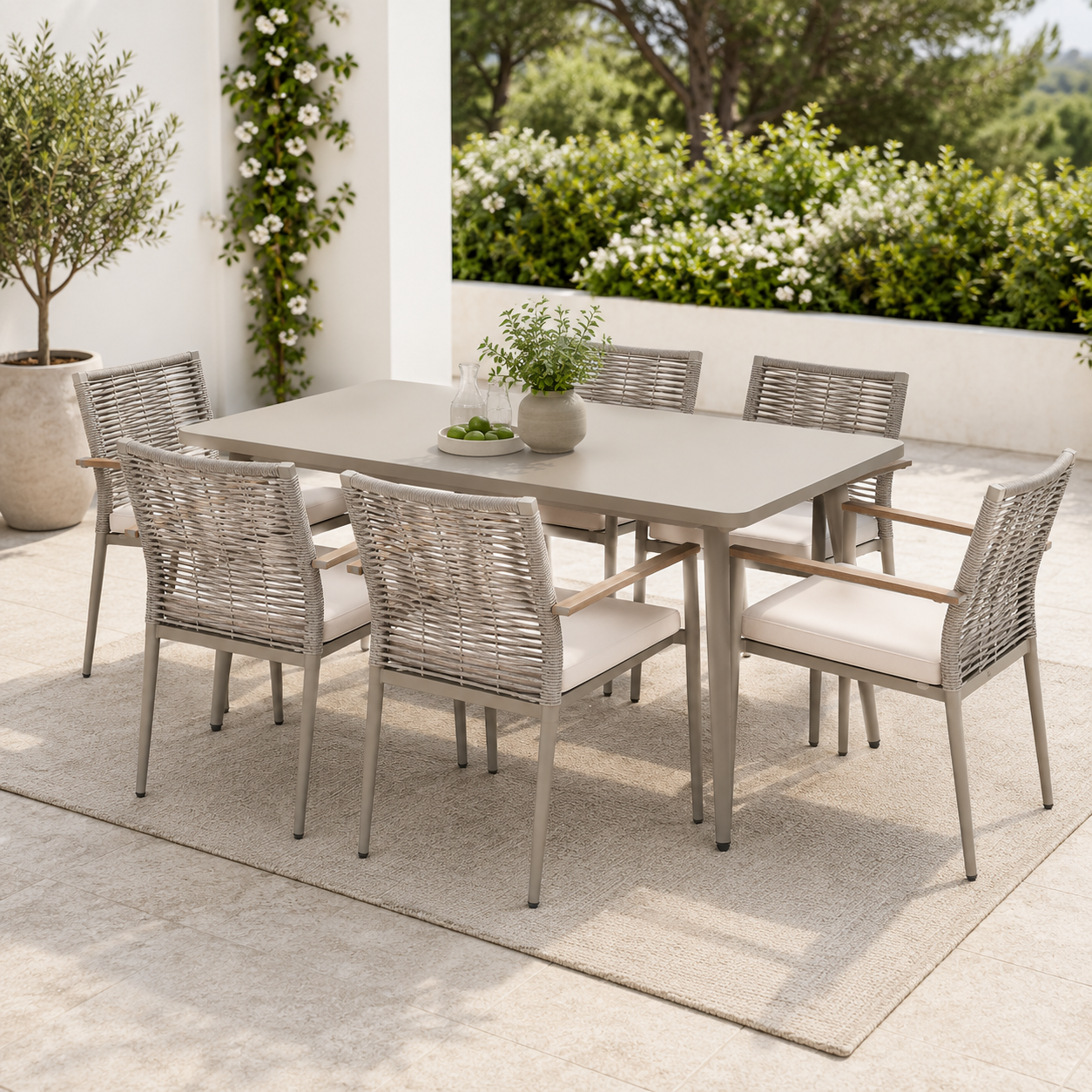 Modern Outdoor Dining Set – Table with 6 Chairs