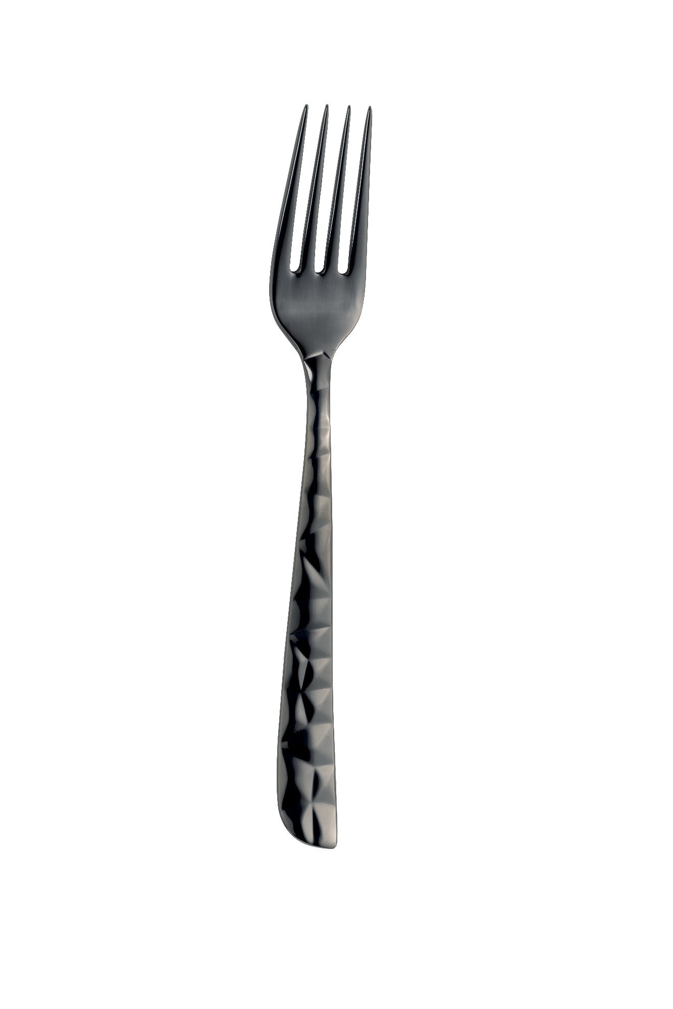 Dessert Fork - Stainless Steel Mirror Finish, Black Textured Handle, 18 cm