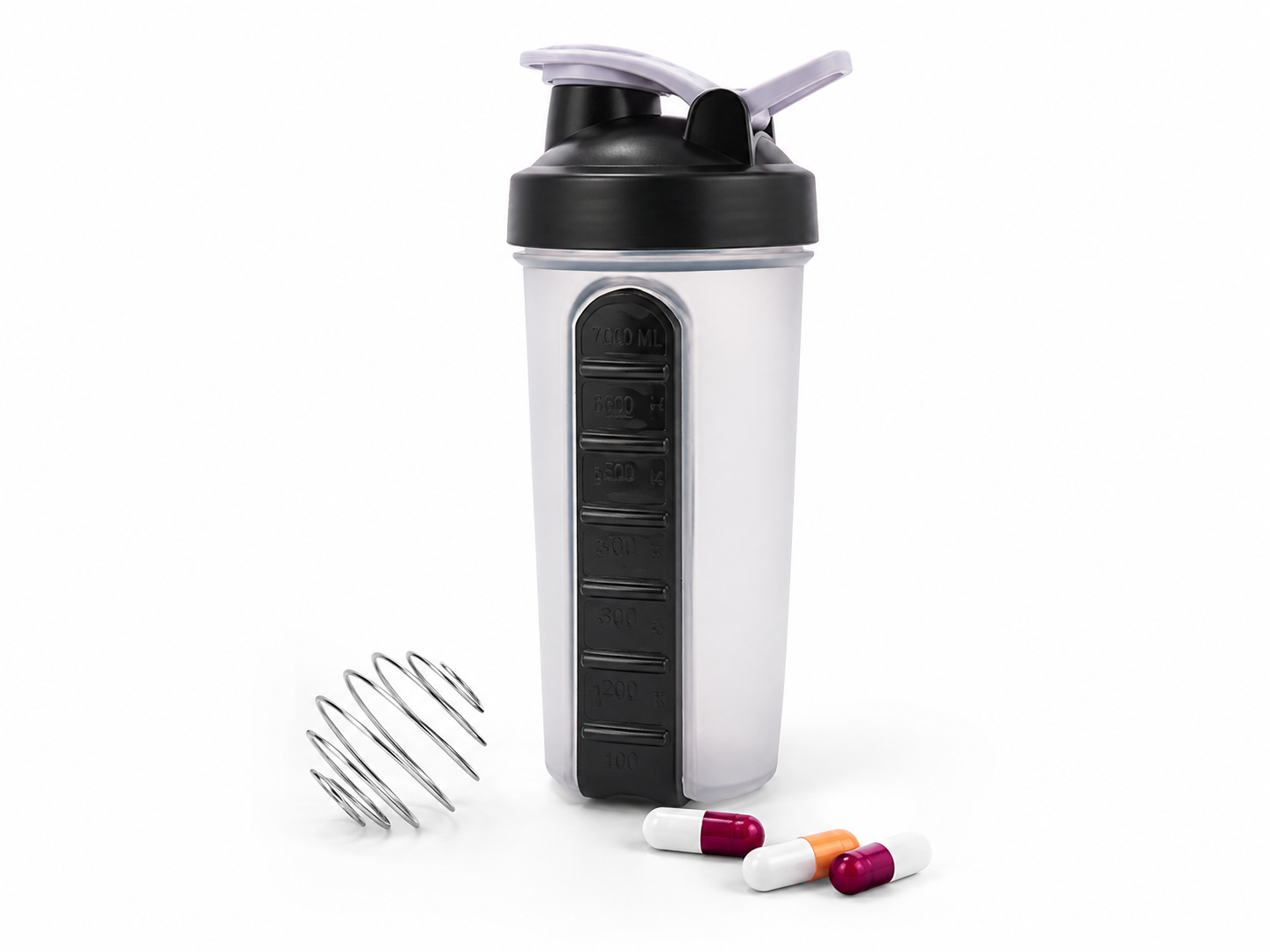BPA-Free Supplement Nutrition Shaker Bottle with Pill Box – 700 ml