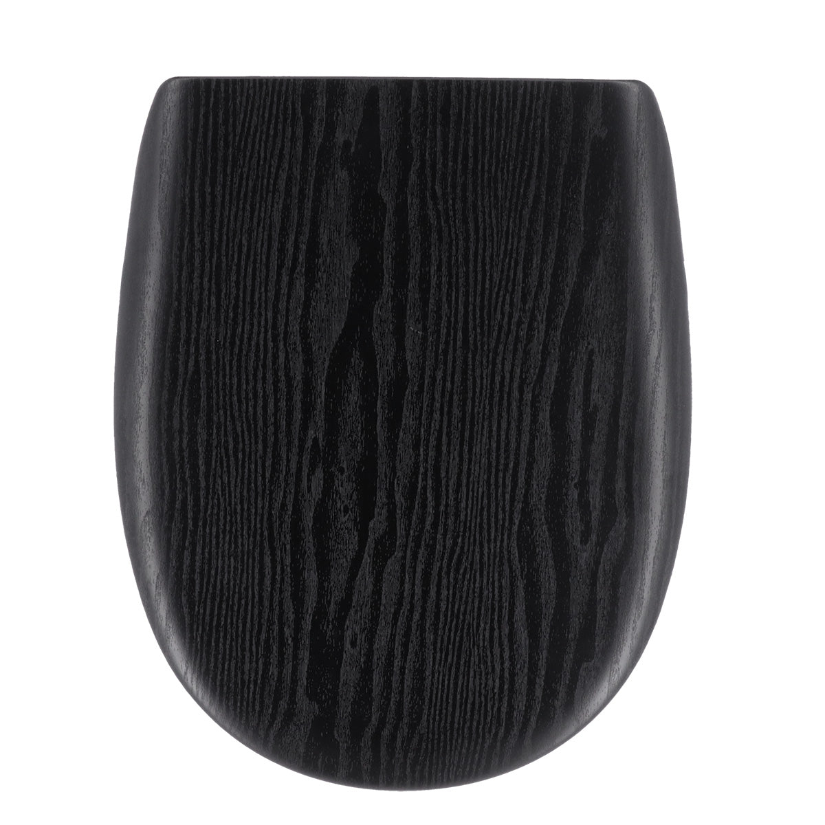 Molded Flat Toilet Seat Black Wood-Style Minimalist Bathroom Accessory