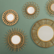 Rattan Mirror, Sun Shape, Willow Structure