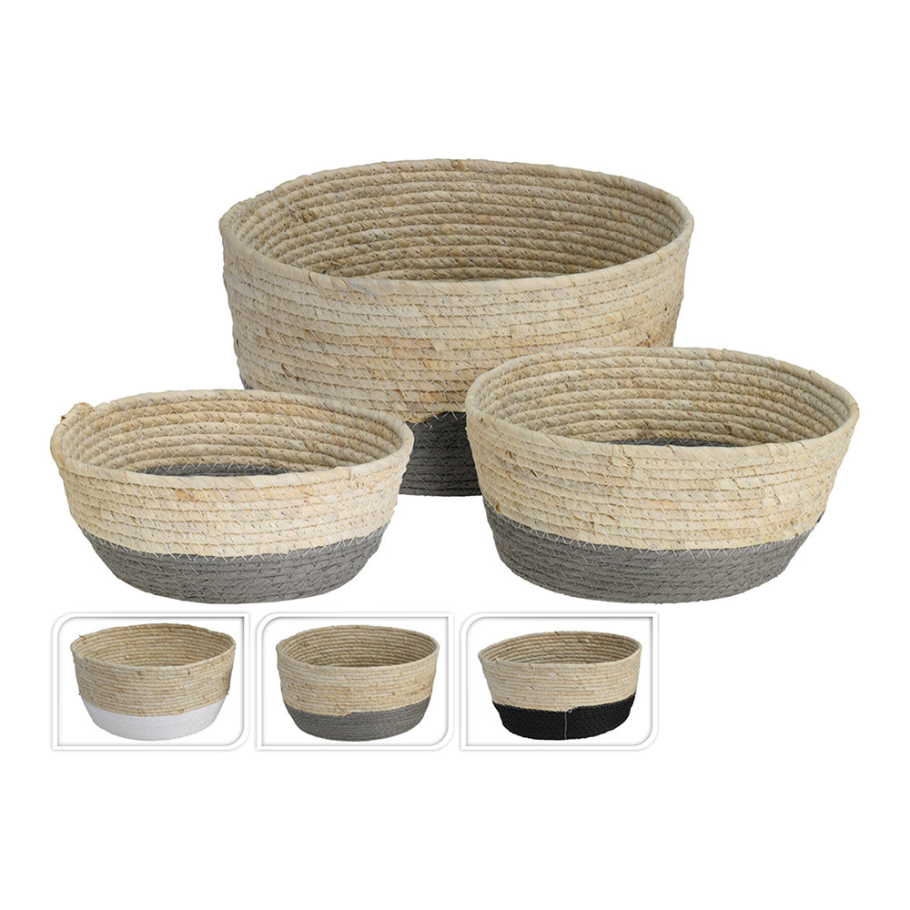 Basket Cattail Leaf Set 3Ass - Home Decoration