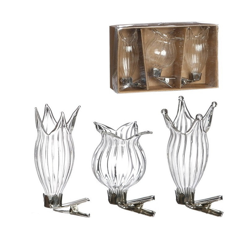 3 Small Vases on Clip for Christmas Tree Decoration