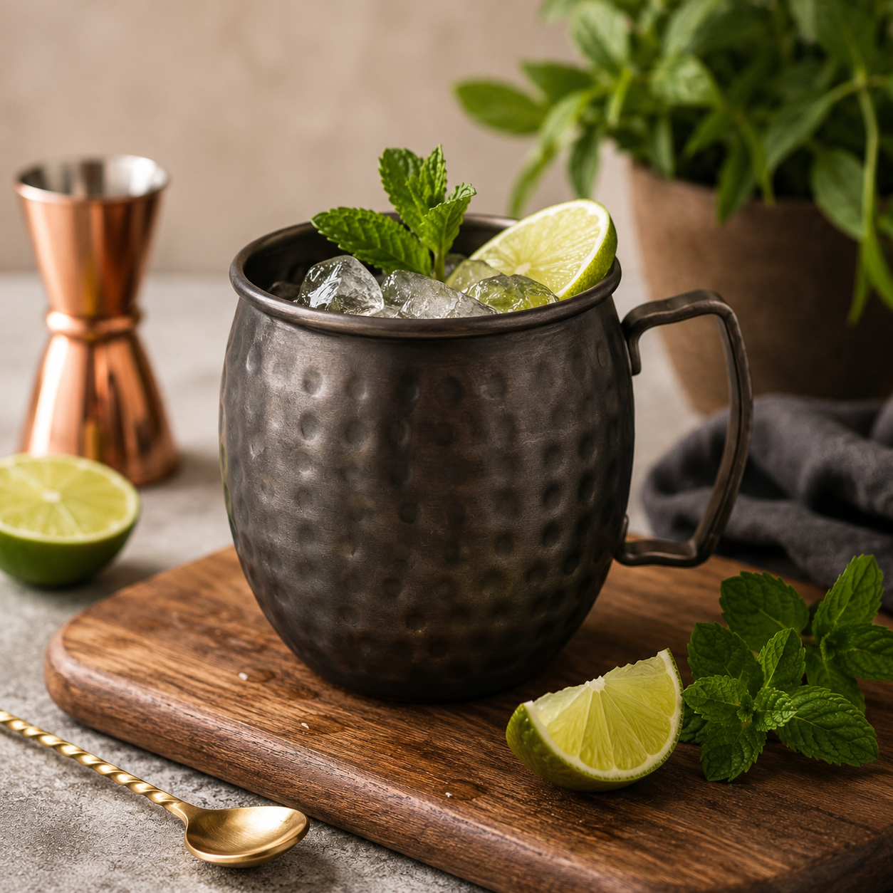 Moscow Mule Stainless Steel Mug – Rustic Matte Gray