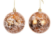 Bauble pp 2ass - Bronze 8cm Christmas Balls with Gold Cap & Hanger