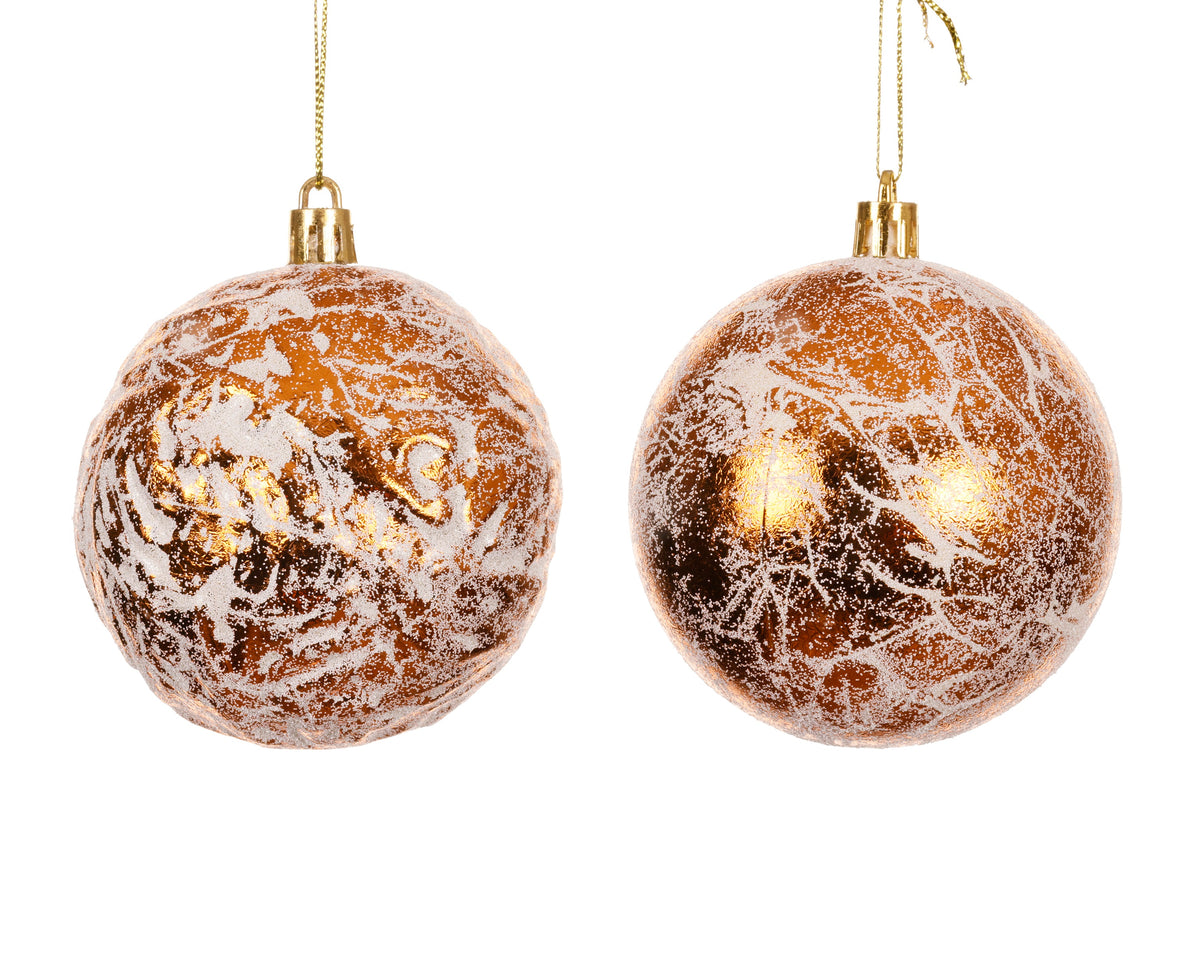 Bauble pp 2ass - Bronze 8cm Christmas Balls with Gold Cap & Hanger
