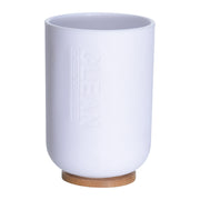 Plastic Tumbler White with Bamboo Base