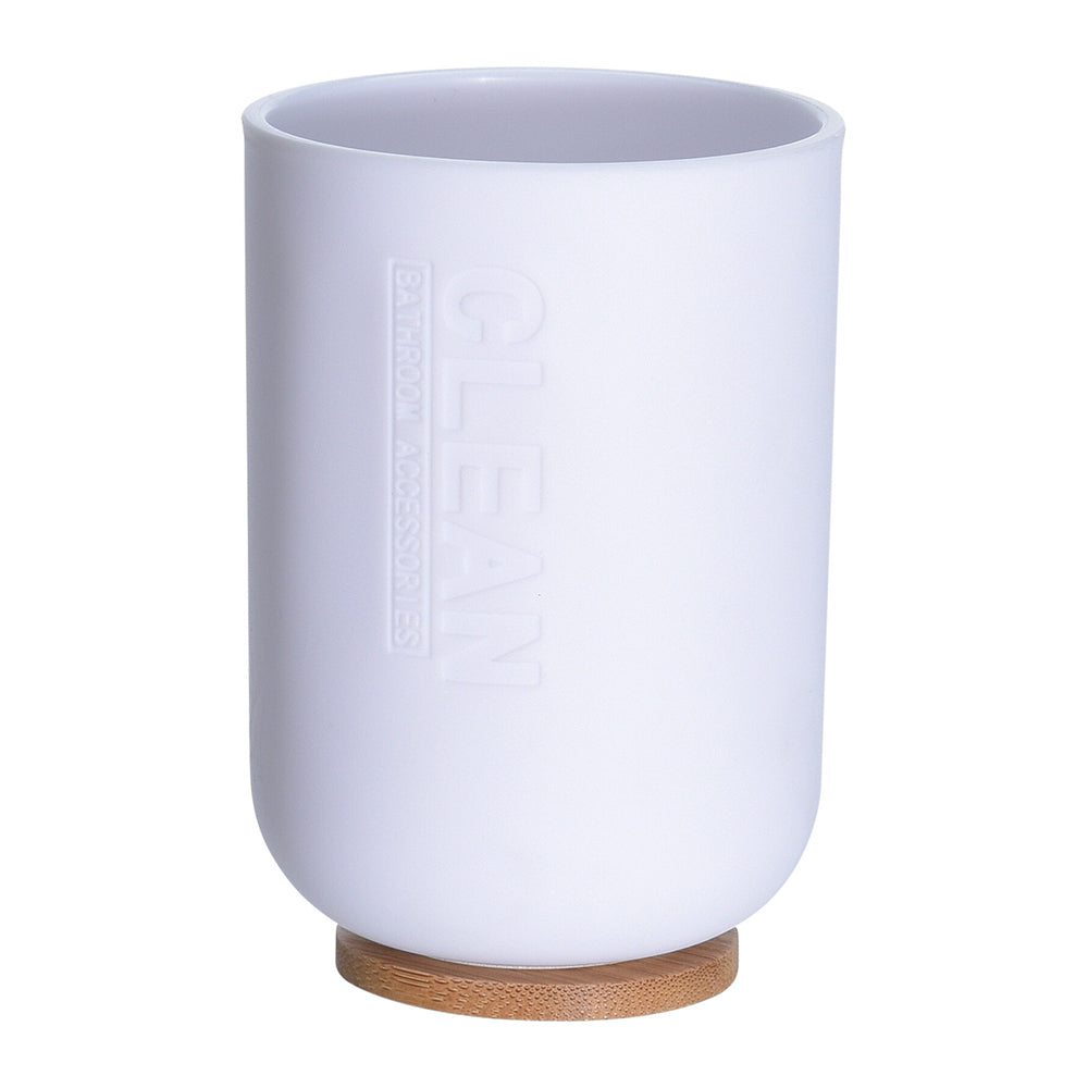 Plastic Tumbler White with Bamboo Base