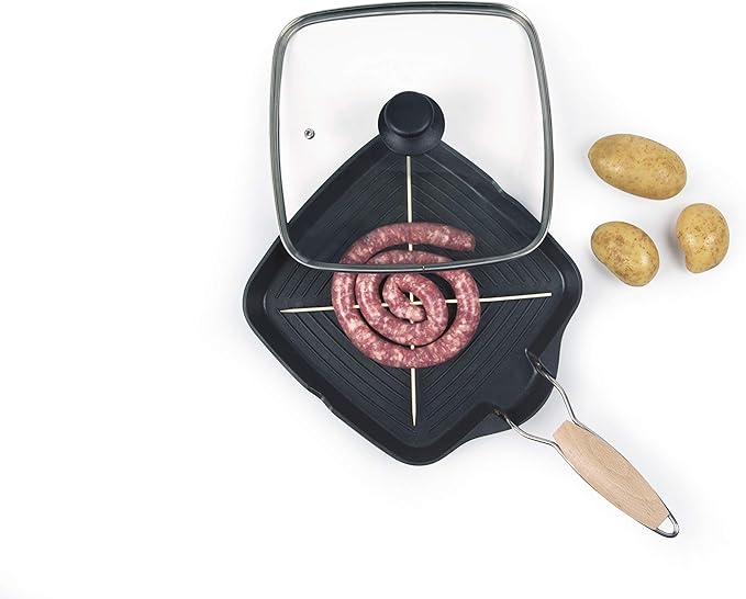 "GRIGLIOSA" Non-Stick Grill Pan 24 x 24 cm with Glass Lid