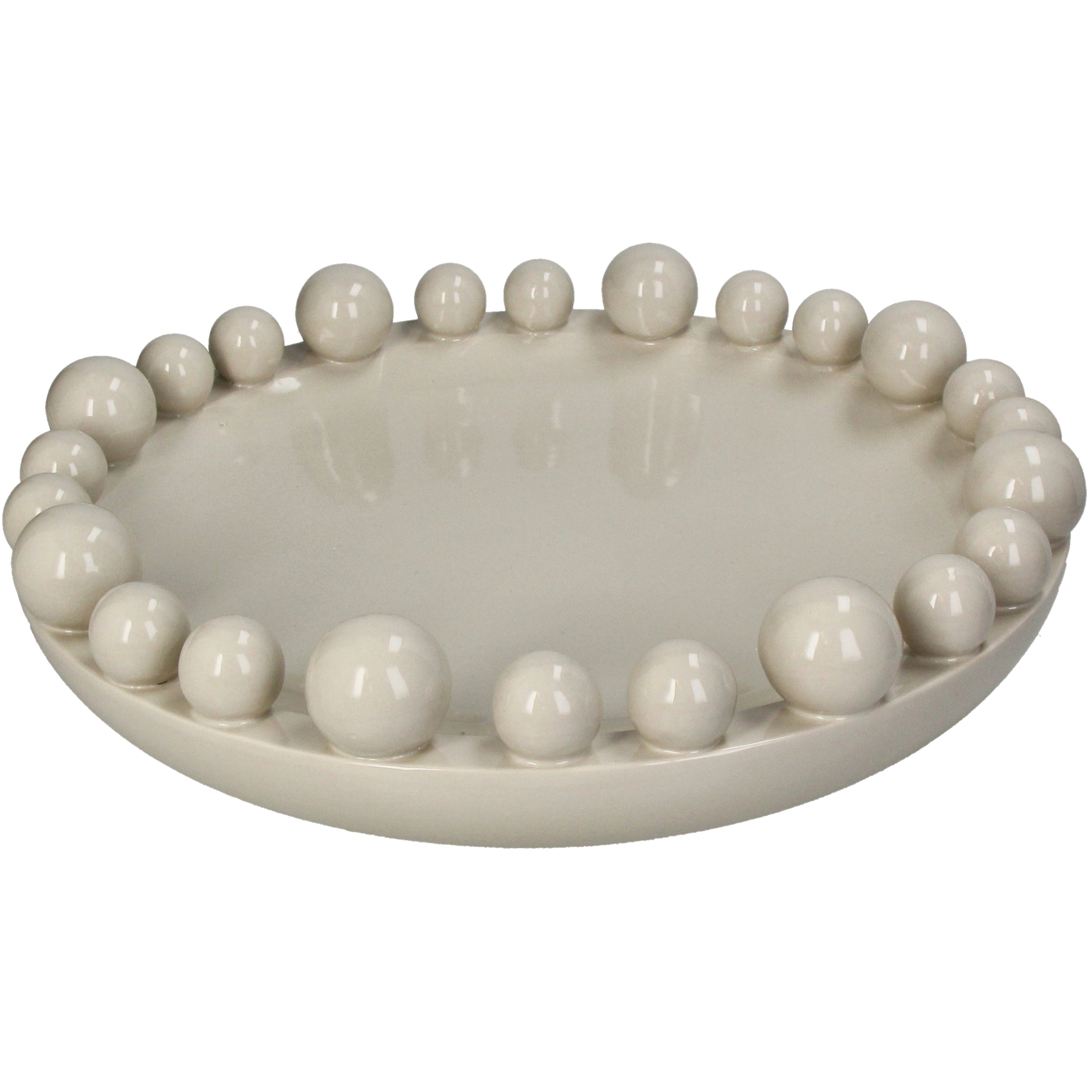 Bowl Ball Stoneware Ivory Decorative Centerpiece Bowl