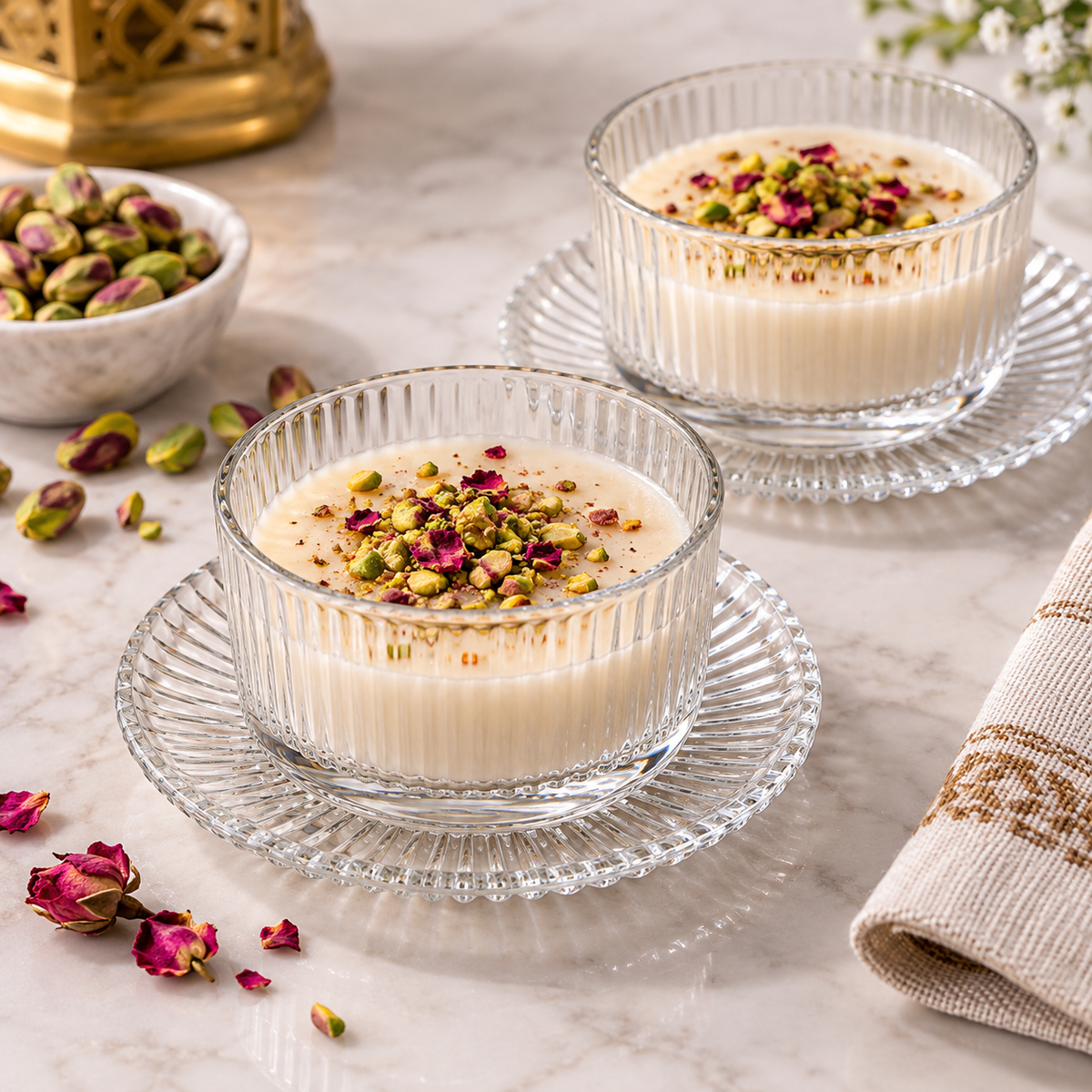 Set of 6 Glass Bowls with Saucers – Transparent