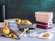 Lunch Box with Cutleries and 2 Trays