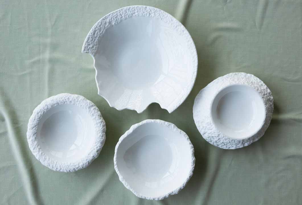 Porcelain Deep Plate Calcaire Textured Ceramic Tableware 21.5 cm