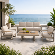 OUTDOOR ALUMINUM SET 3+1+1 WITH TABLE