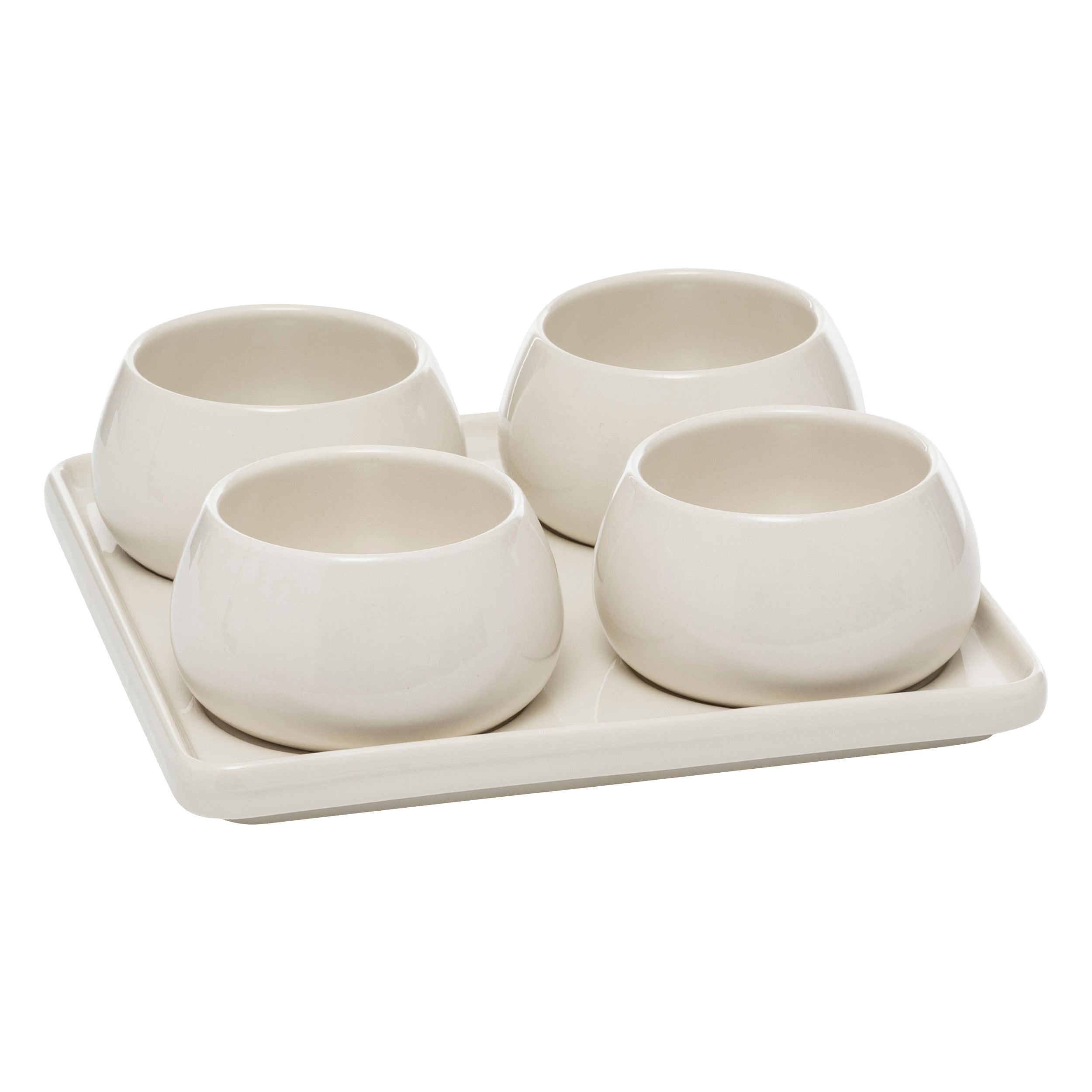 Nora Appetizer Set 5 Pieces Square - Stoneware Tray & 4 Bowls