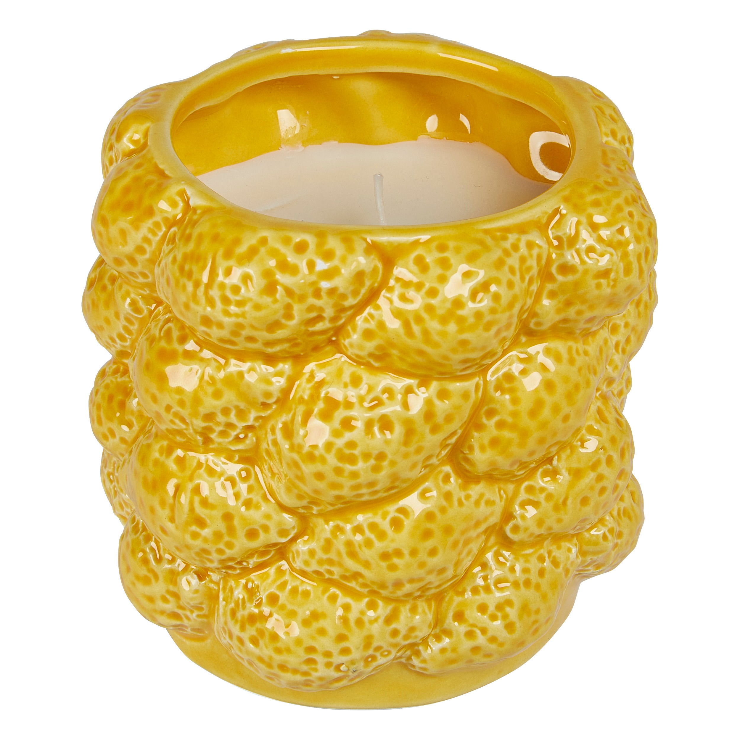 Scented Candle "Yucatan" - Yellow Ceramic Lemon Jar, 45h Burn