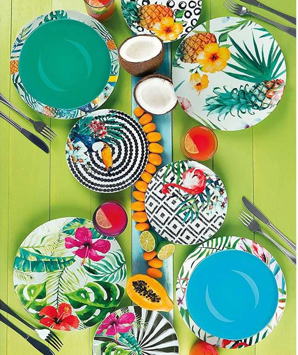 Tropical Chic Dinner Set 18 Pcs Vibrant Porcelain And Ceramic Tableware