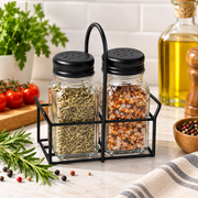 Salt & Pepper Set with Metal Basket