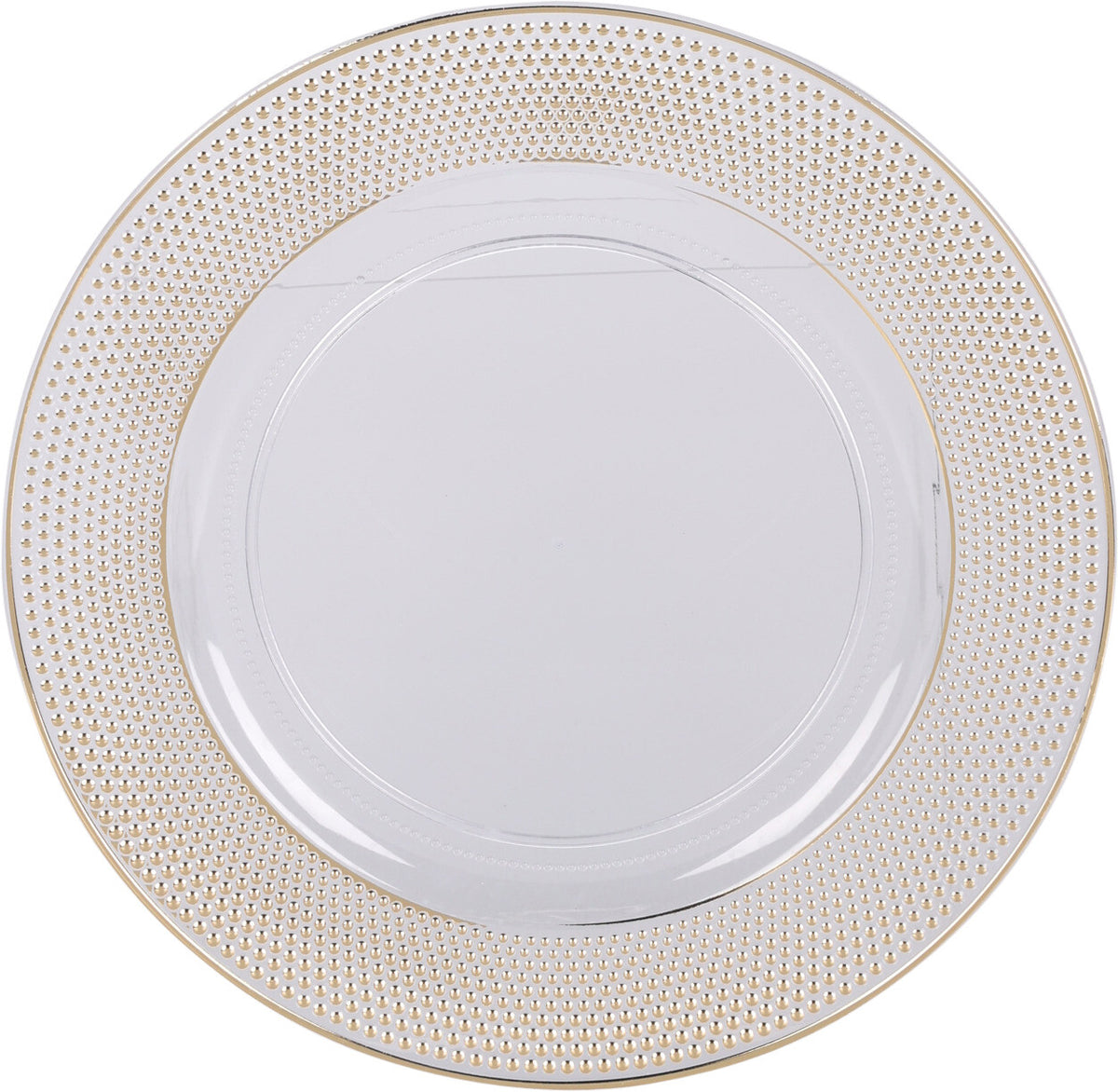 Round Transparent Plate with Gold Rim, 33 cm Plastic Charger Plate