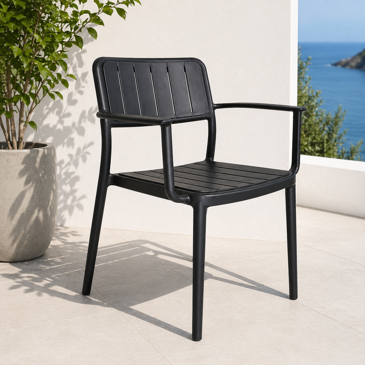 Modern Grey Outdoor Chair – PP Frame
