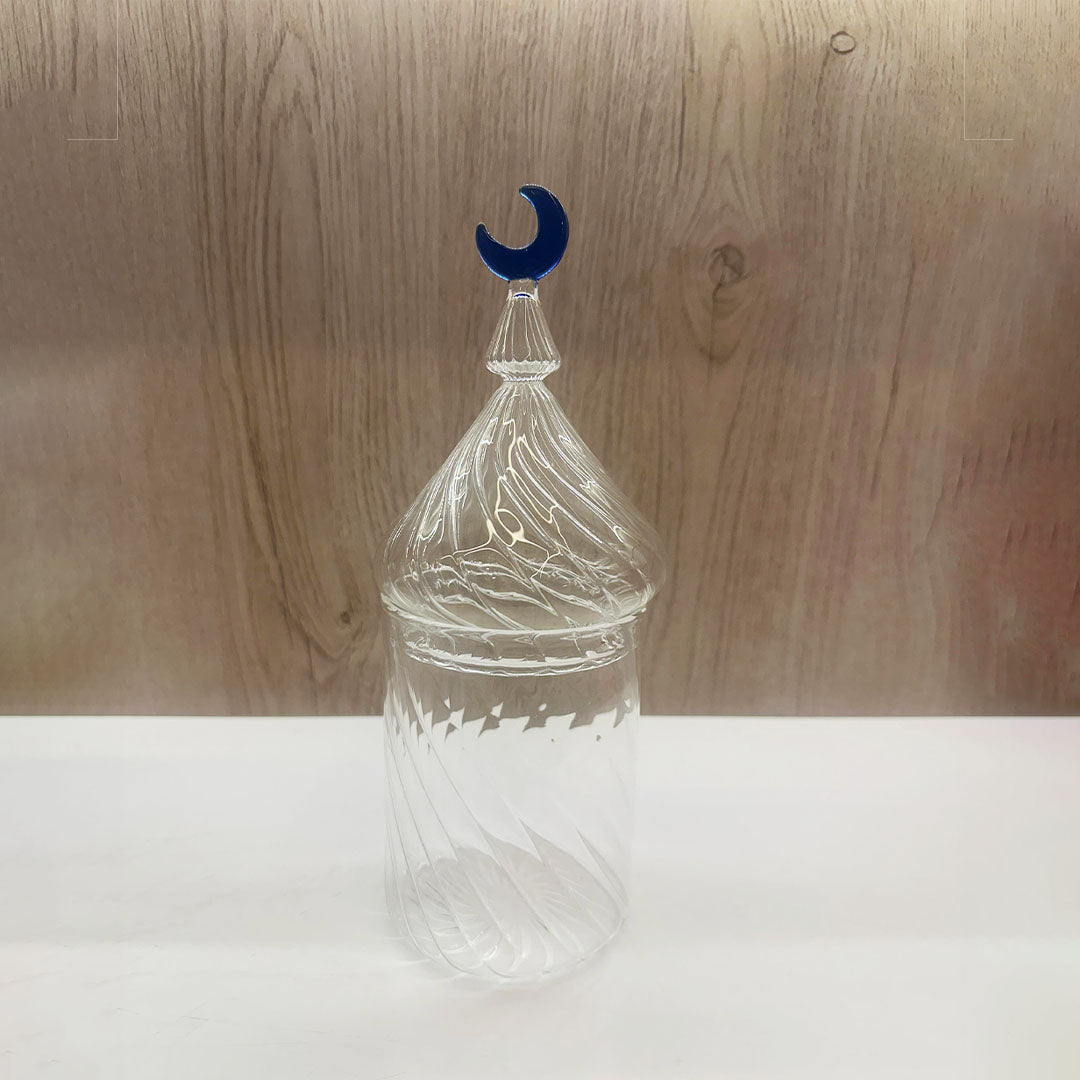 Handmade Decorative Glass Jar with Crescent Lid