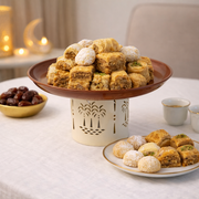 Metal Cake Stand with Palm Cutout Base Serving Plate