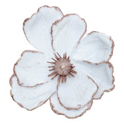 Gold White Magnolia Flower Subject 16cm Clip-On Christmas Decoration