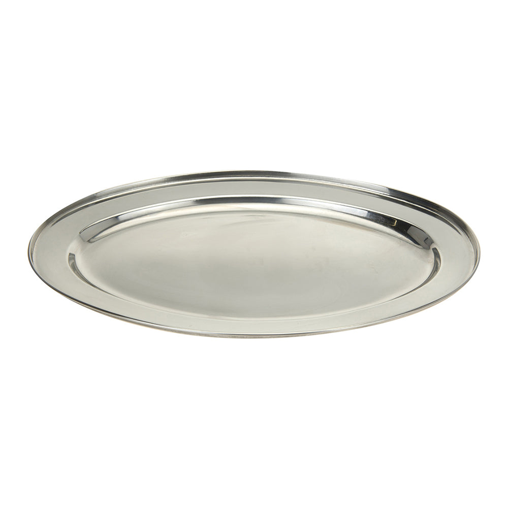 Oval Serving Plate, Stainless Steel, Mirror Finish, 40x26 cm