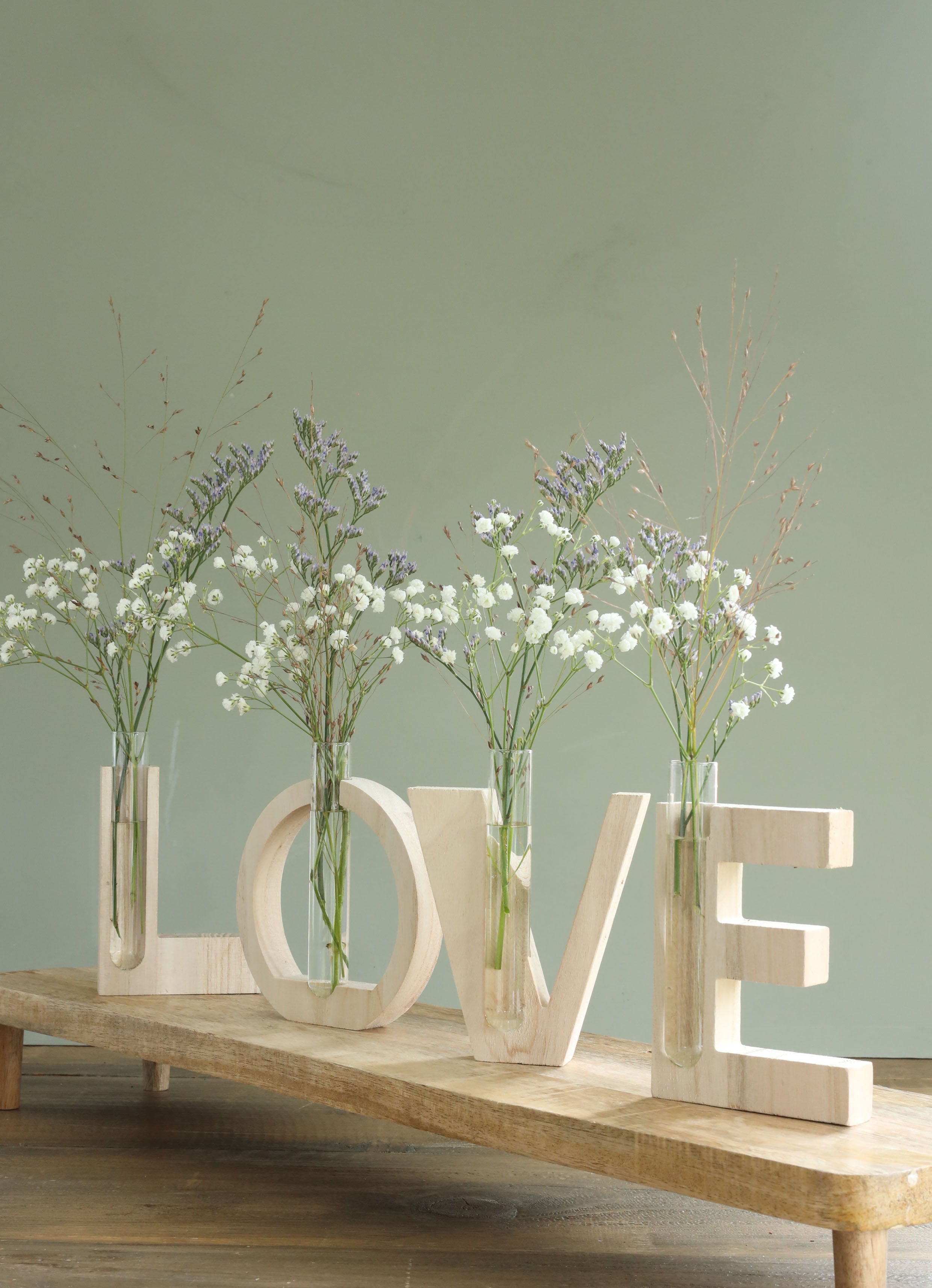 Decorative Wooden Letters with Vase Insert