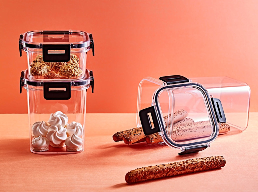 Clear Square Food Storage Container, Transparent Airtight Kitchen Organizer