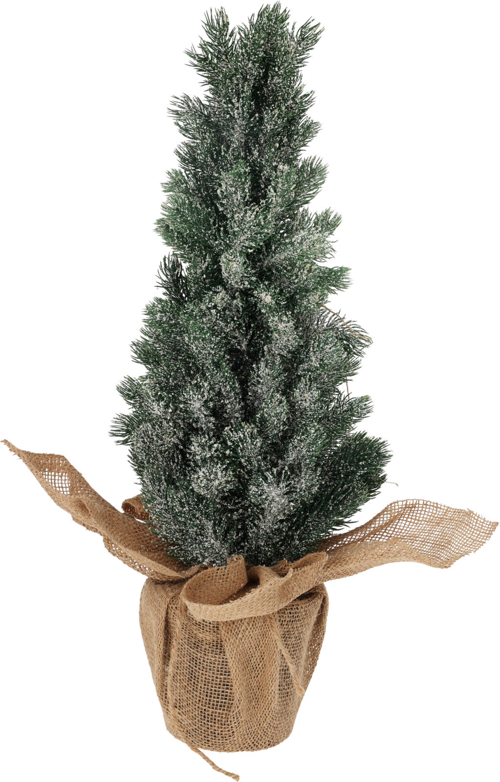 Pine Tree in Burlap Wrapped Pot 25x25x65cm Frosted Tabletop Tree