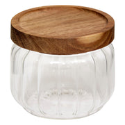 Harmony Glass Jar - Panda Boutique - Ribbed Boro Glass with Acacia Lid (1L/500ml/300ml)