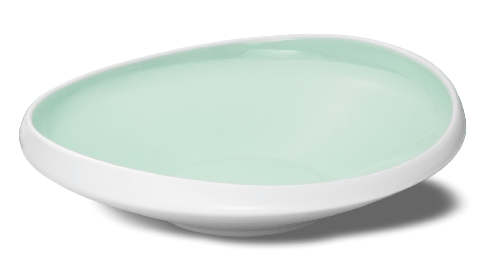 Matt White and Aquamarine Deep Plate Porcelain Modern Tableware
