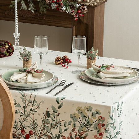 Cotton Tablecloth with Branch Pattern - Christmas, 240x140 & 360x140 cm