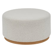 XL Beanbag Pouf "Nesky" Large Bouclé Upholstered Round Pouf, Wood Base