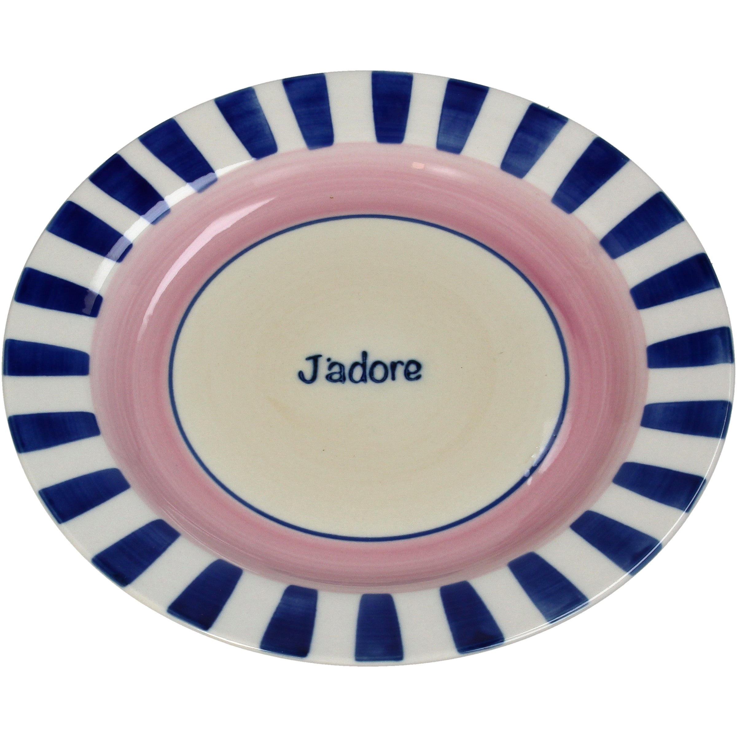 Blue and Pink J'adore Ceramic Serving Plate 22cm Stoneware