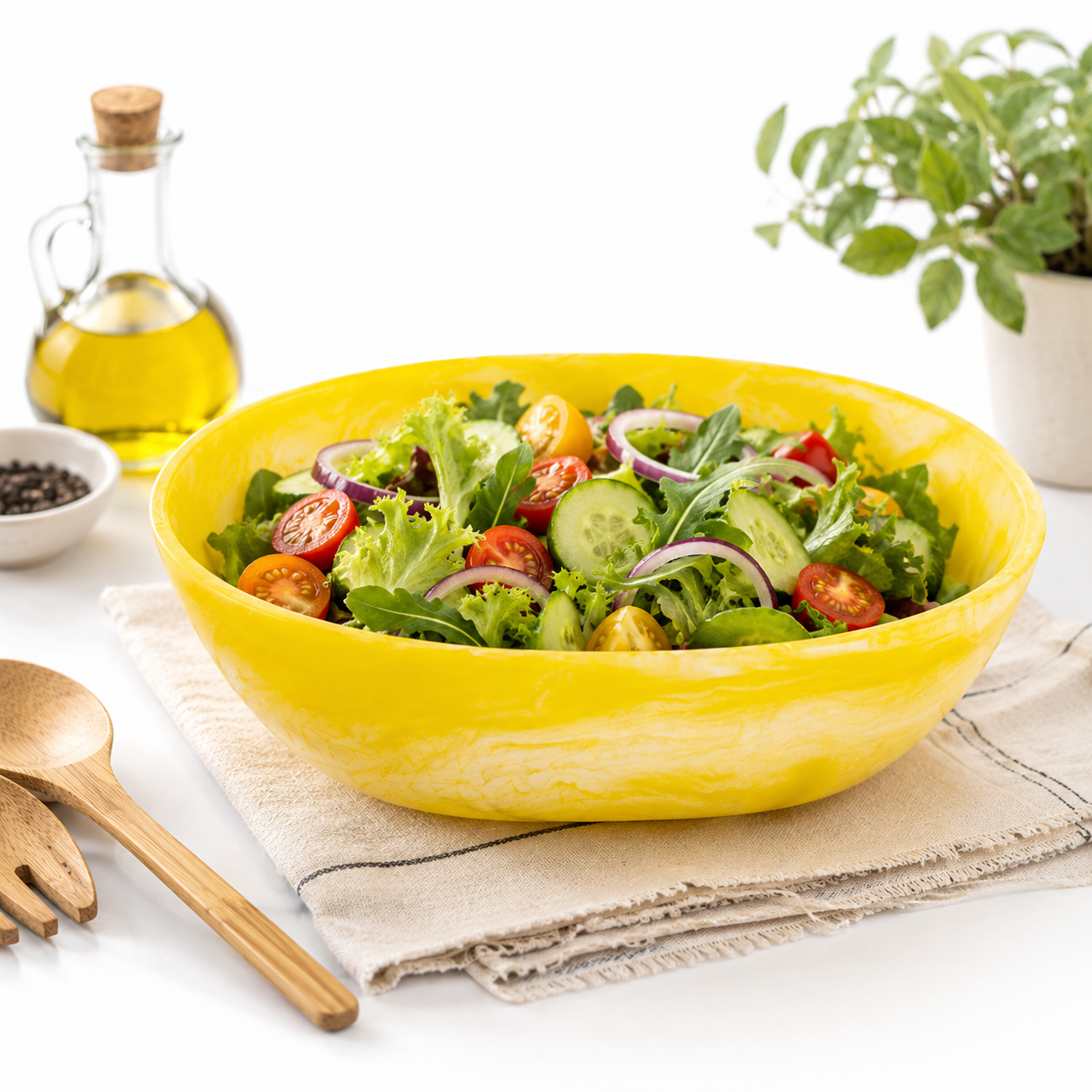 Resin Round Salad Bowl – 32 × 10 cm