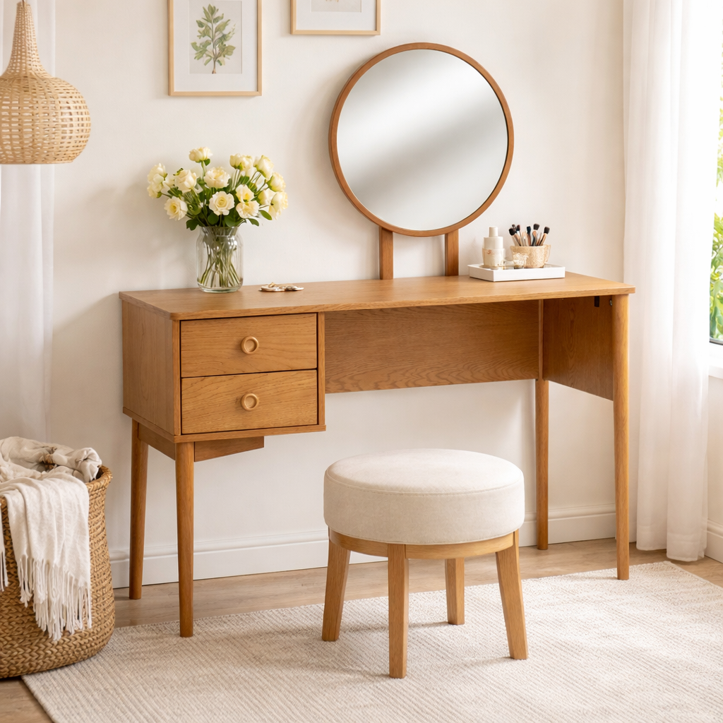 Charlie 2-Drawer Dressing Table with Mirror