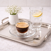 Glass Coffee Cup and Saucer Set 6pc 85 ml Transparent